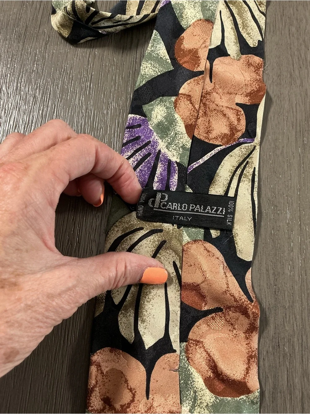 VTG Carlo Palazzi 100% Italian Silk Tie Abstract Floral Art Deco